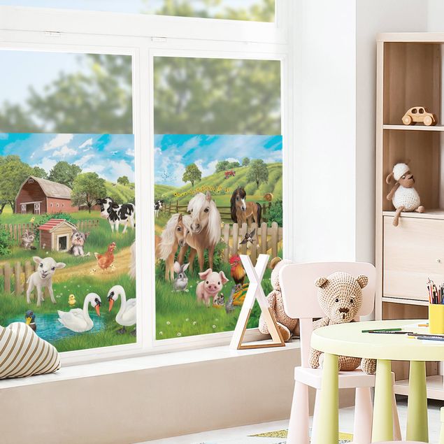 Fensterfolie - Sichtschutz - Tiere auf dem Bauernhof - Fensterbilder