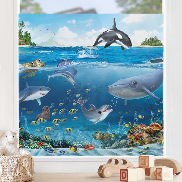 Fensterfolie - Sichtschutz - Animal Club International - Unterwasserwelt mit Tieren - Fensterbilder