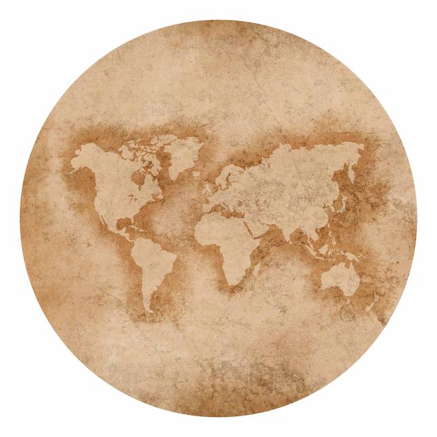 Runde Tapete selbstklebend - Antike Weltkarte
