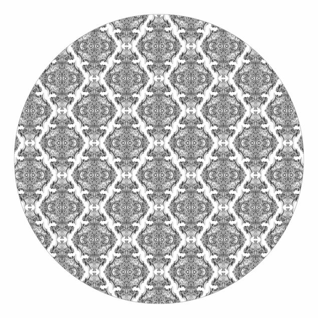 Runde Tapete selbstklebend - Aquarell Barock Muster in Grau