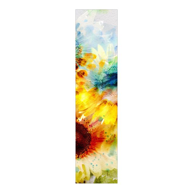 Schiebegardinen Set - Aquarell Blumen Sonnenblumen - Flächenvorhänge