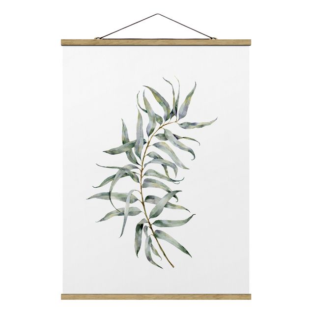 Stoffbild mit Posterleisten - Aquarell Eucalyptus IV - Hochformat 3:4