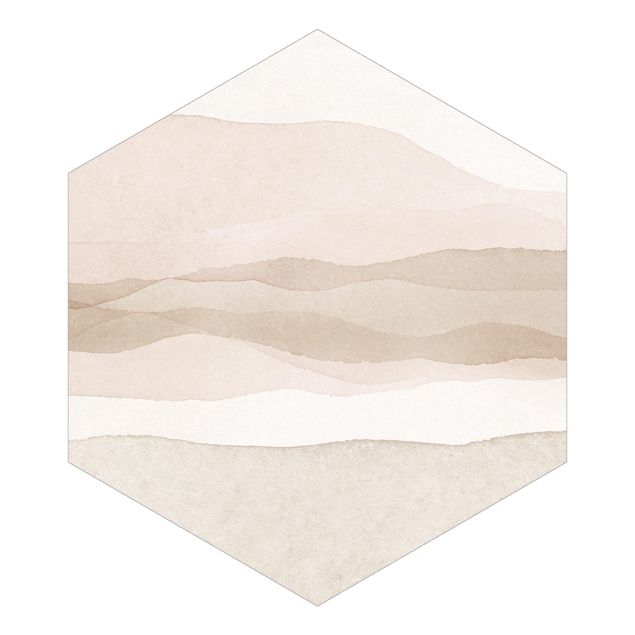 Hexagon Mustertapete selbstklebend - Aquarell Landschaft Lichtberge