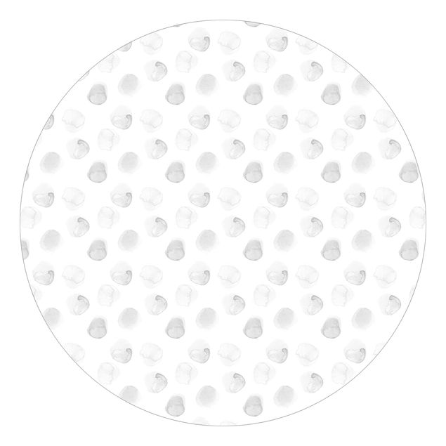 Runde Tapete selbstklebend - Aquarell Punkte Grau