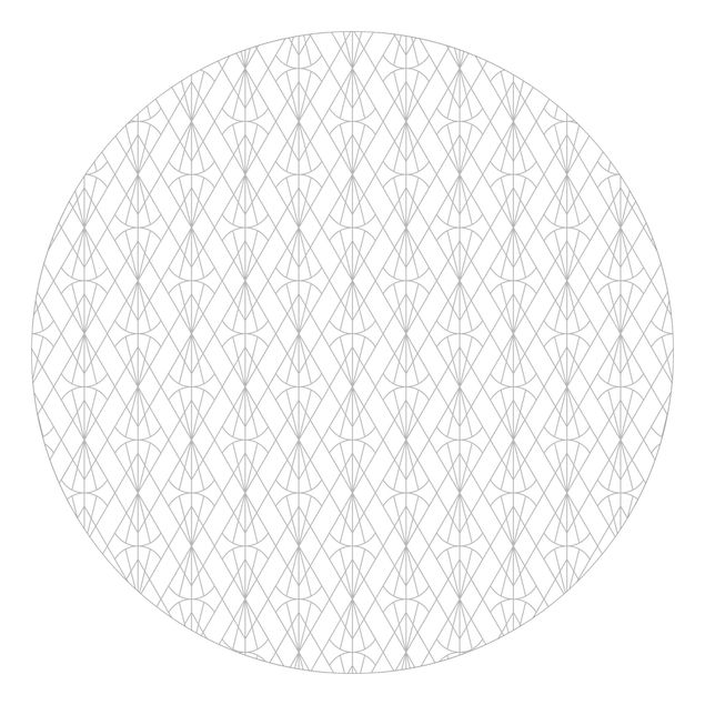Runde Tapete selbstklebend - Art Deco Diamant Muster in Grau XXL