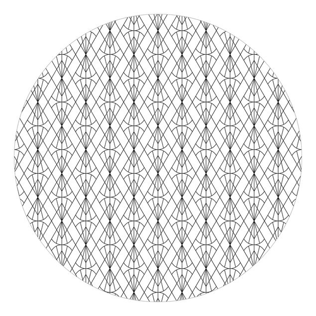 Runde Tapete selbstklebend - Art Deco Diamant Muster in Schwarz XXL