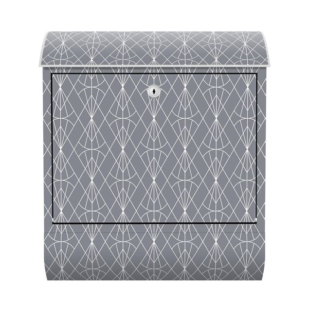 Briefkasten - Art Deco Diamant Muster vor Grau XXL