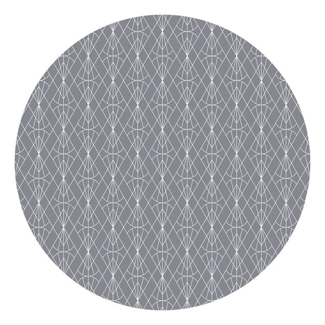 Runde Tapete selbstklebend - Art Deco Diamant Muster vor Grau XXL