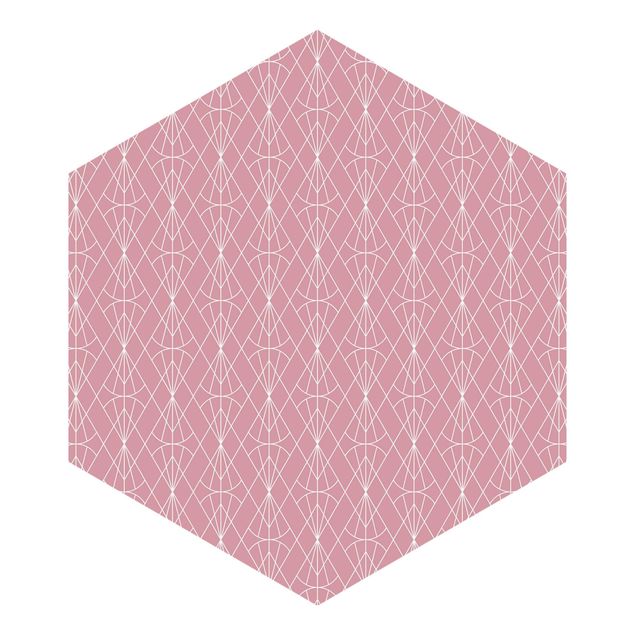 Hexagon Mustertapete selbstklebend - Art Deco Diamant Muster vor Rosa XXL