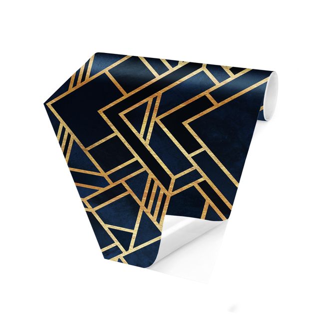 Hexagon Mustertapete selbstklebend - Art Deco Gold