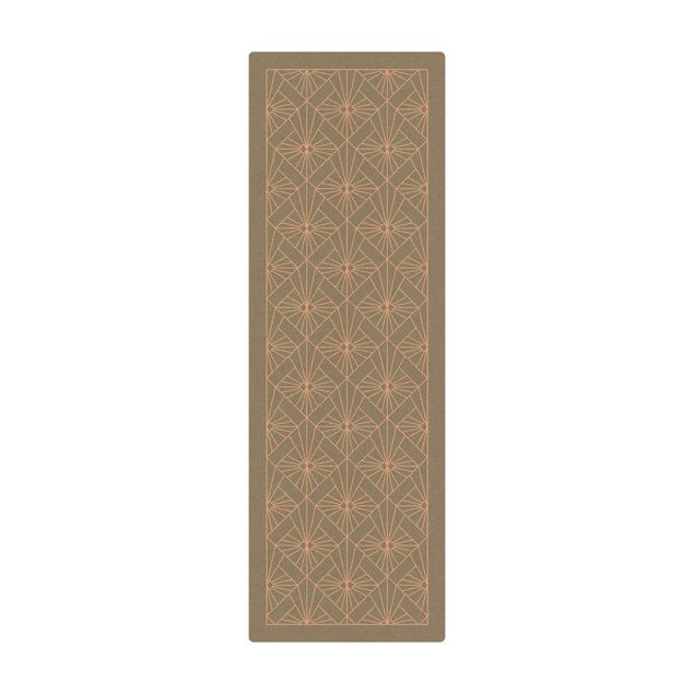 Kork-Teppich - Art Deco Strahlen Muster mit Rahmen - Hochformat 1:3
