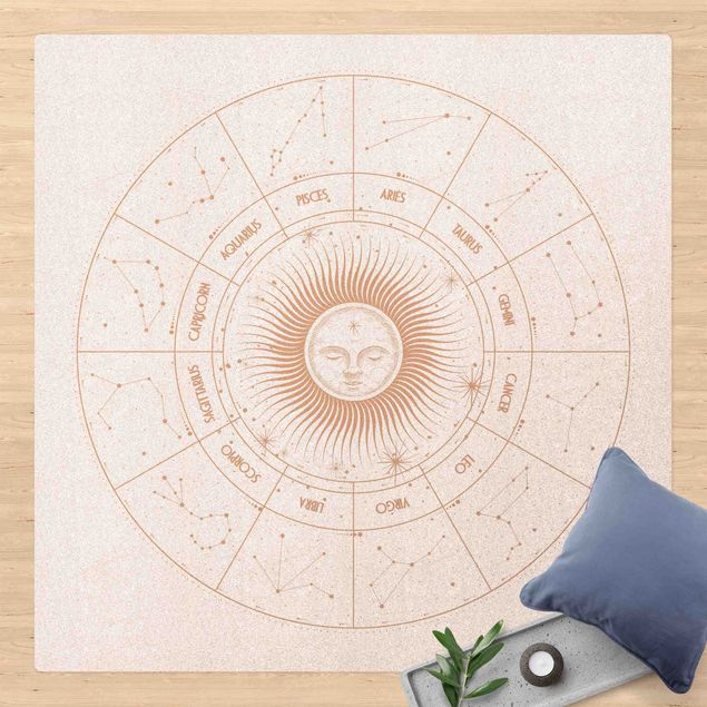 Teppiche spirituell Astrologie Sternzeichen im Sonnenkreis