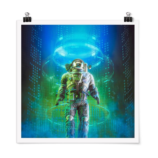 Poster - Astronaut in Röhre - Quadrat 1:1