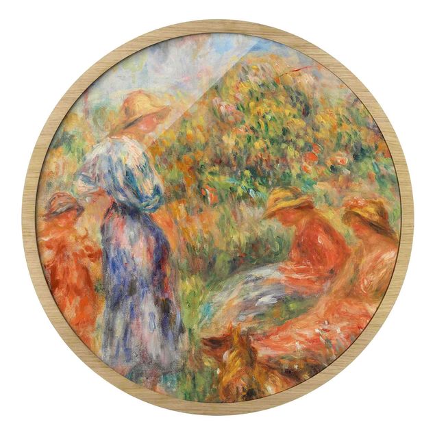 Rundes Gerahmtes Bild - Auguste Renoir - Landschaft mit Frauen und Kind