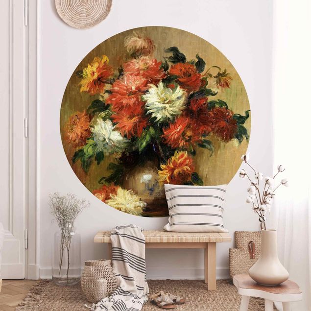 Runde Tapete selbstklebend - Auguste Renoir - Stillleben mit Dahlien