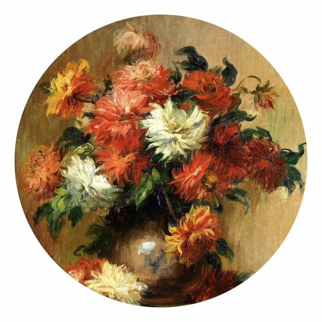 Runde Tapete selbstklebend - Auguste Renoir - Stillleben mit Dahlien