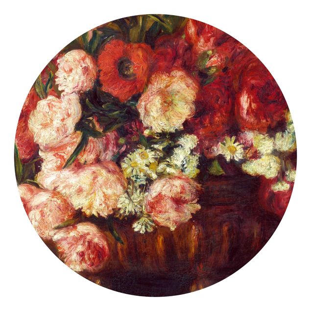 Runde Tapete selbstklebend - Auguste Renoir - Stillleben mit Pfingstrosen