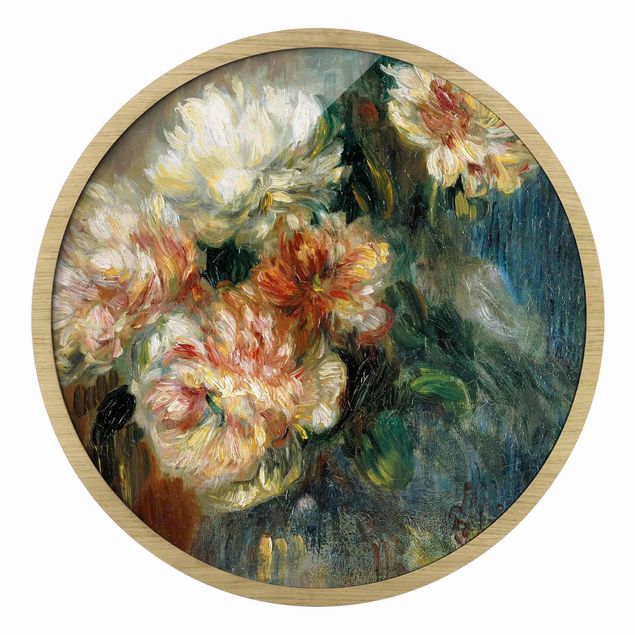 Rundes Gerahmtes Bild - Auguste Renoir - Vase Pfingstrosen
