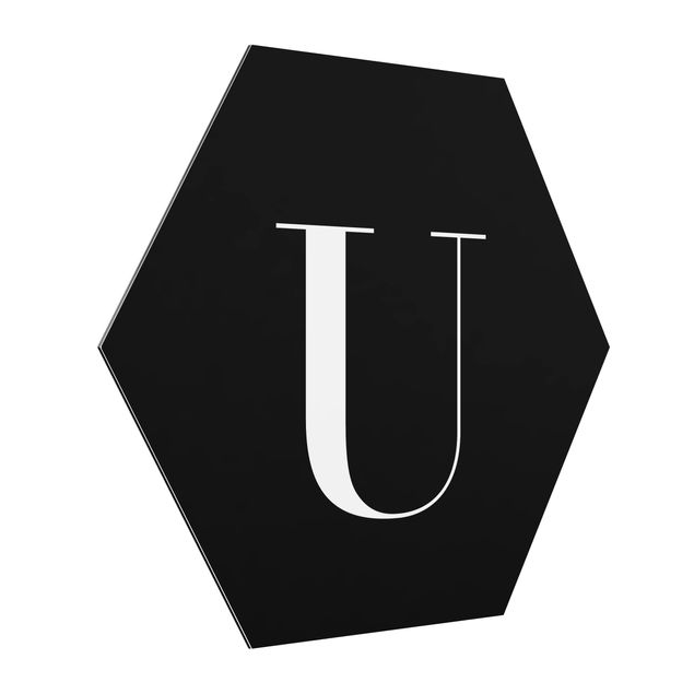 Hexagon Bild Alu-Dibond - Buchstabe Serif Schwarz U