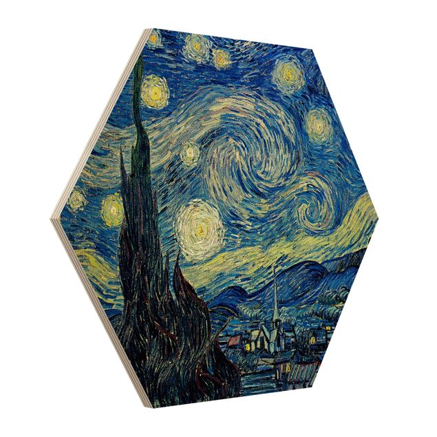 Hexagon Bild Holz - Vincent van Gogh - Sternennacht