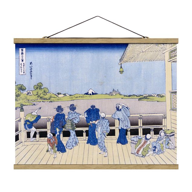 Stoffbild mit Posterleisten - Katsushika Hokusai - Die Sazai Halle - Querformat 4:3