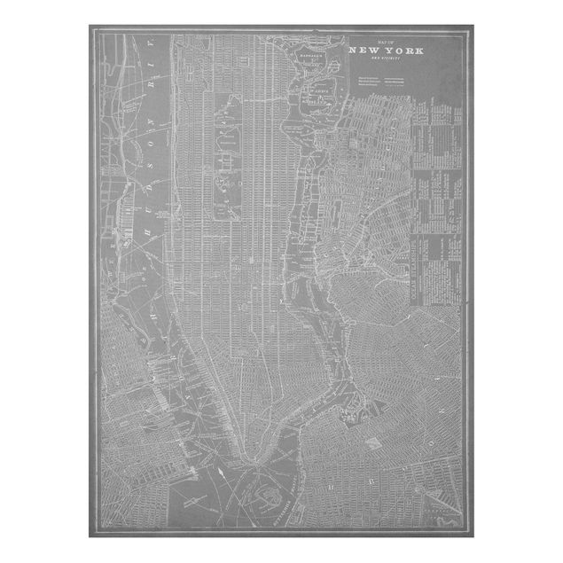 Forex Fine Art Print - Vintage Stadtplan New York Manhattan - Hochformat 4:3