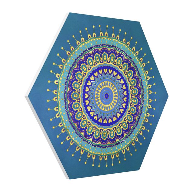 Hexagon Bild Forex - Mandala Blau Gold