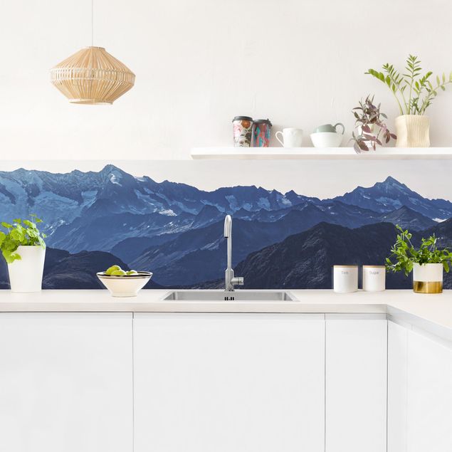 Küchenrückwand - Blaues Bergpanorama