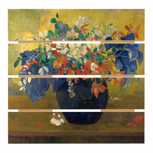 Holzbild - Paul Gauguin - Vase mit Blumen - Quadrat 1:1