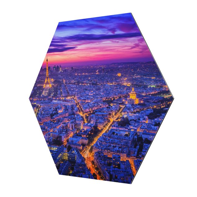 Hexagon Bild Alu-Dibond - Paris bei Nacht