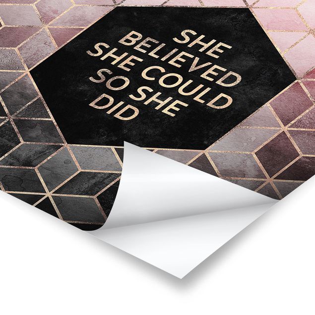 Poster - She Believed She Could Rosé Gold - Quadrat 1:1