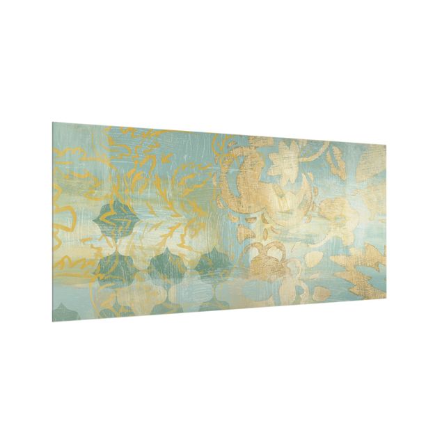 Spritzschutz Glas - Marokkanische Collage in Gold und Türkis II - Querformat 2:1