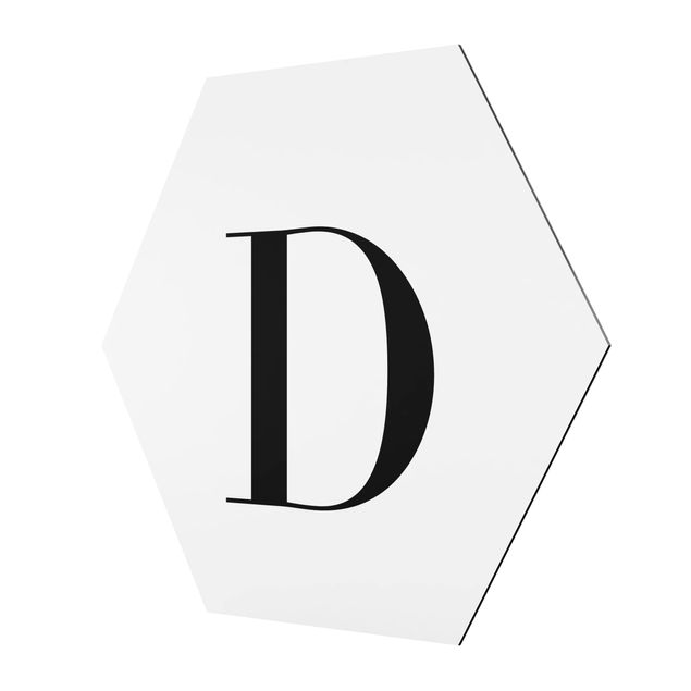 Hexagon Bild Alu-Dibond - Buchstabe Serif Weiß D