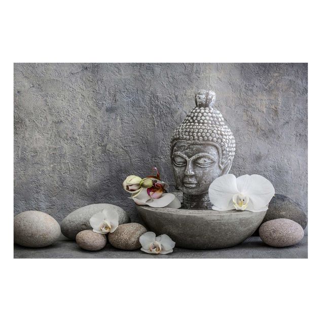 Magnettafel - Zen Buddha, Orchideen und Steine - Memoboard Querformat 2:3