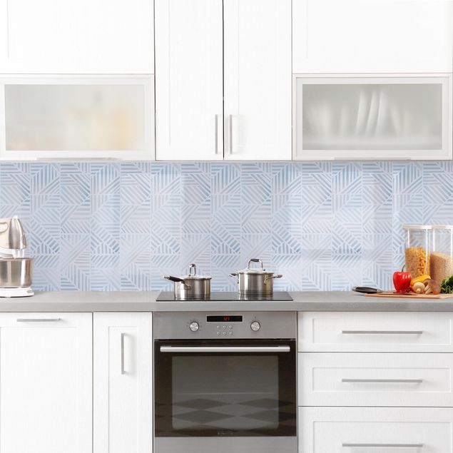 Küchenrückwand - Linienmuster Verlauf in Blau