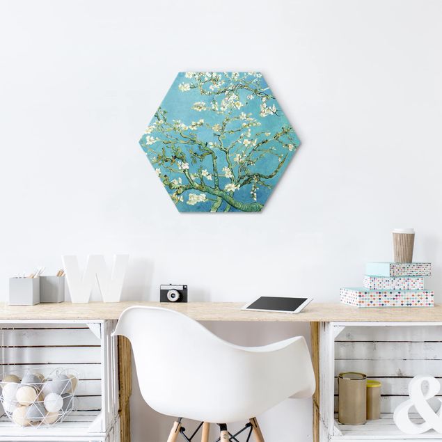 Hexagon Bild Alu-Dibond - Vincent van Gogh - Mandelblüte
