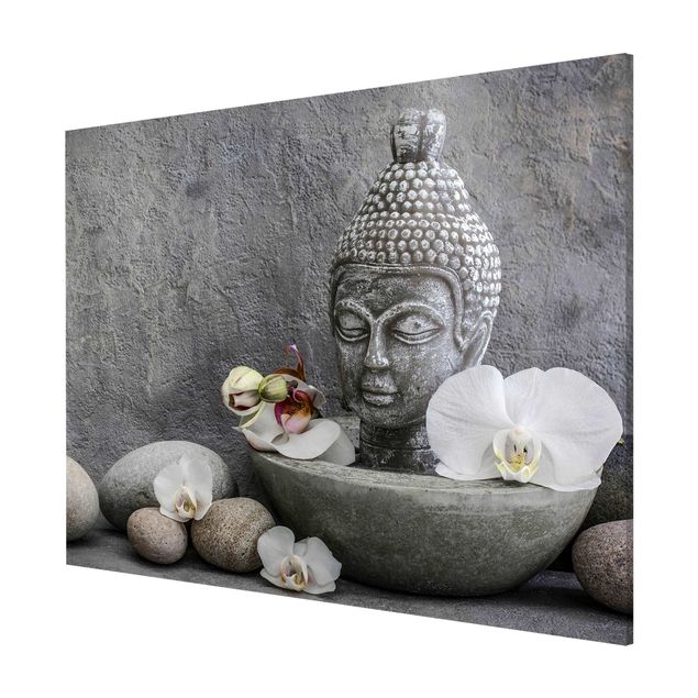 Magnettafel - Zen Buddha, Orchideen und Steine - Memoboard Querformat 3:4