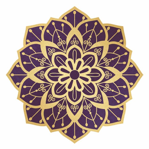 Wandtattoo Buddha Mandala Blüte Muster gold violett