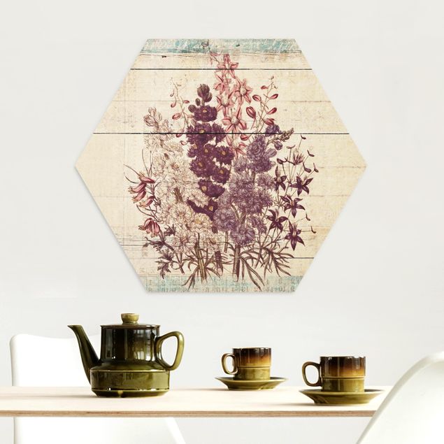 Hexagon Bild Alu-Dibond - Botanischer Vintage Strauss