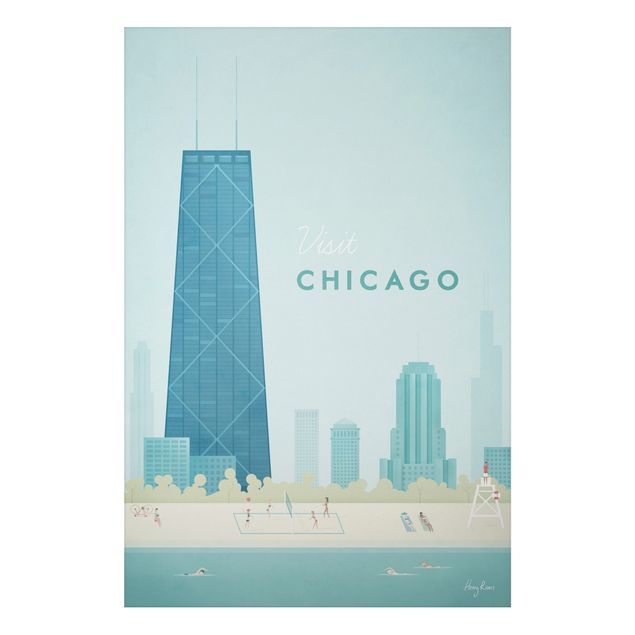 Aluminium Print - Reiseposter - Chicago - Hochformat 3:2