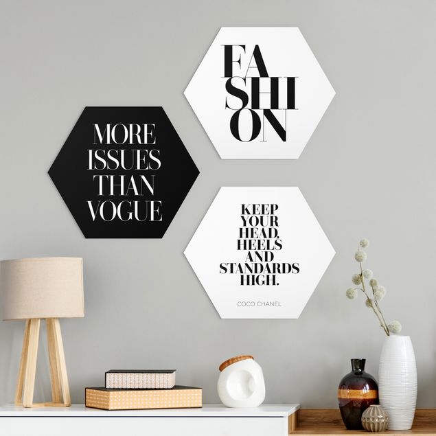 Hexagon Bild Alu-Dibond 3-teilig - Fashion Vogue & High Heels