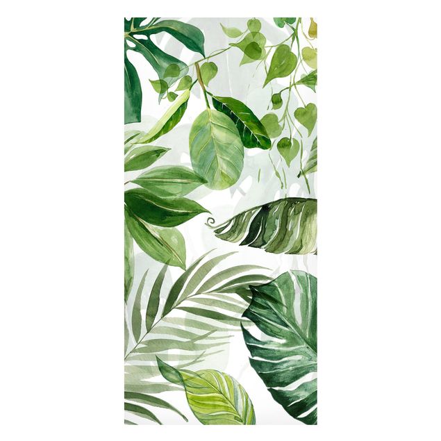 Magnettafel - Aquarell Tropische Blätter und Ranken - Panorama Hochformat