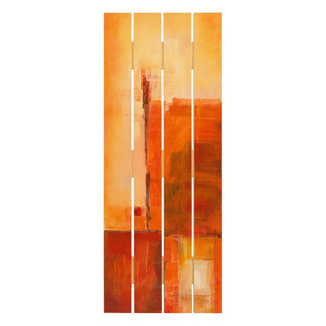 Holzbild - Petra Schüßler - Petra Schüßler - Abstrakt Orange Braun - Hochformat 5:2