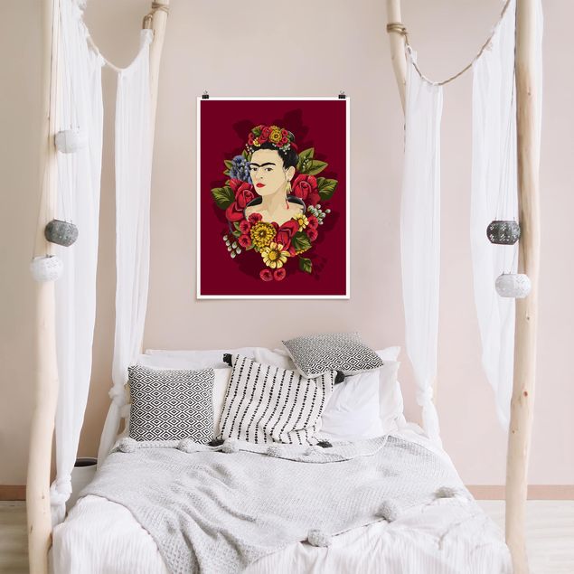 Poster - Frida Kahlo - Rosen - Hochformat 3:4