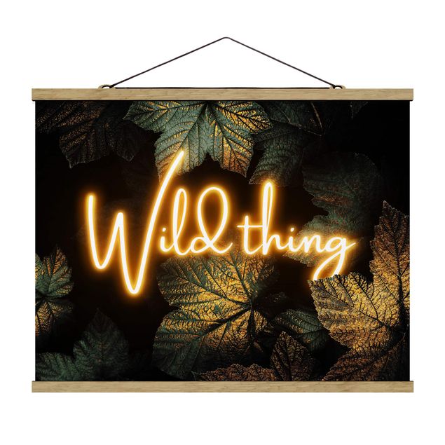 Stoffbild mit Posterleisten - Elisabeth Fredriksson - Wild Thing goldene Blätter - Querformat 4:3