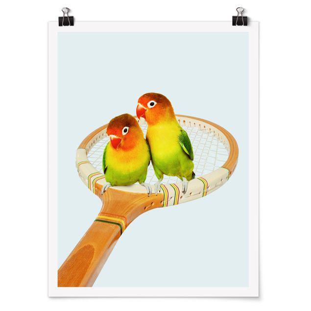 Poster - Jonas Loose - Tennis mit Vögeln - Hochformat 4:3