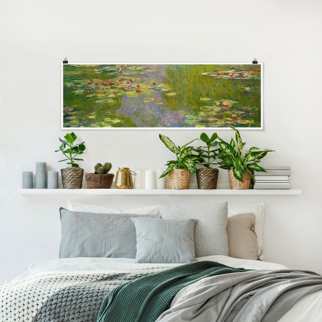 Poster - Claude Monet - Grüne Seerosen - Panorama Querformat