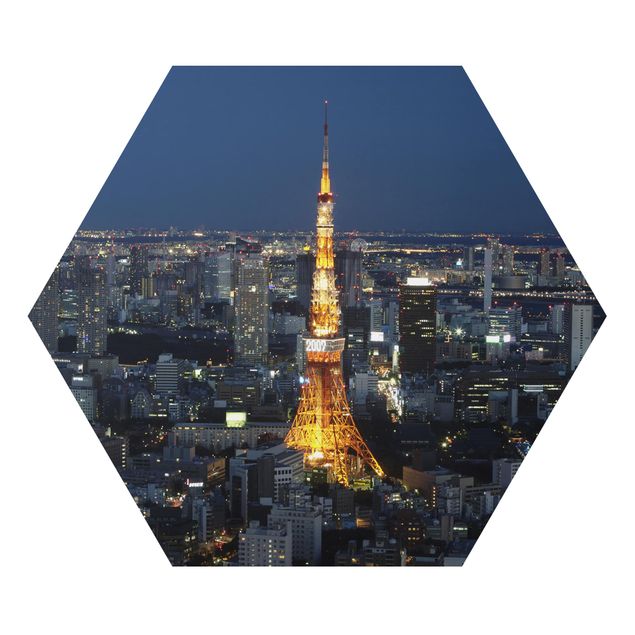 Hexagon Bild Alu-Dibond - Tokyo Tower