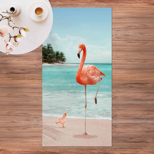 Läufer Strand mit Flamingo