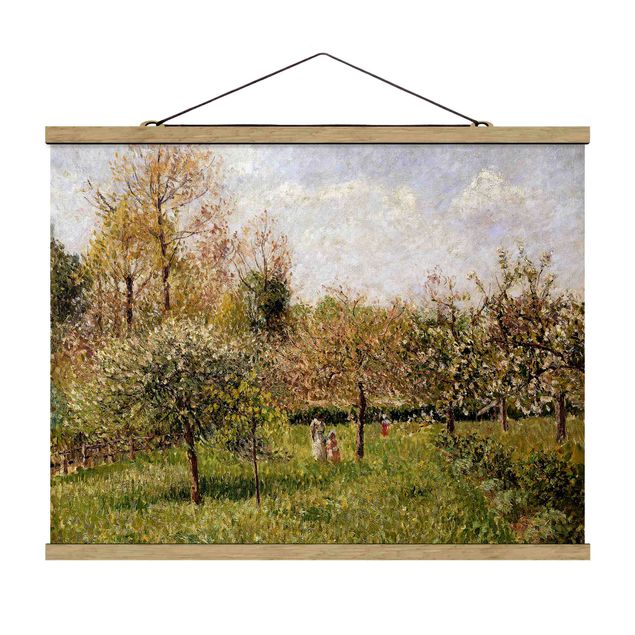 Stoffbild mit Posterleisten - Camille Pissarro - Frühling in Eragny - Querformat 4:3